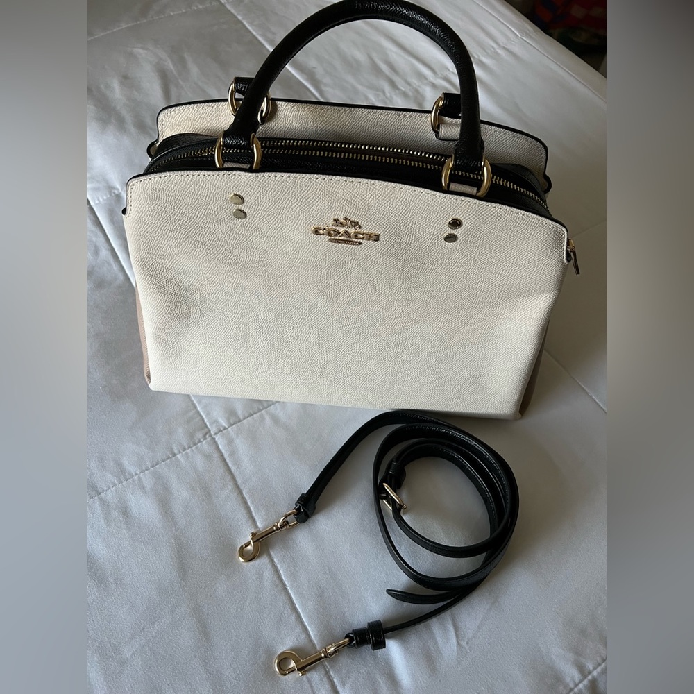 Coach Bag Beige, Black, White Leather